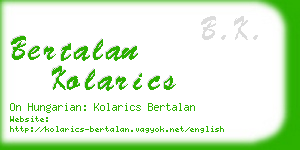 bertalan kolarics business card